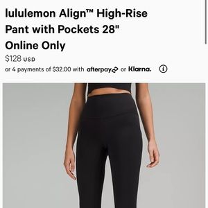 Lulu High Rise Pocket Leggings